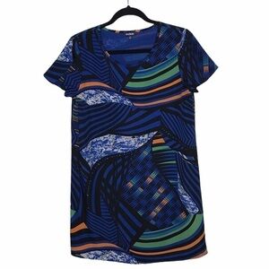 Tildon Blue Geometric Print Shift Dress